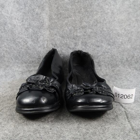 Casual Shoes Womens 8.5 Ballet Flat Slip On Loafer Ruffle Toe Black Casual Retro - Picture 2 of 11